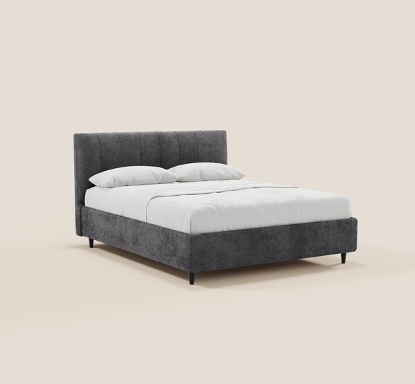 ONYX letto imbottito con vano contenitore e testiera verticale in tess