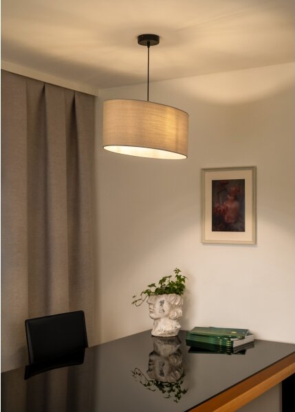 Duolla - Lampadario a sospensione con filo OVAL 1xE27/15W/230V grigio