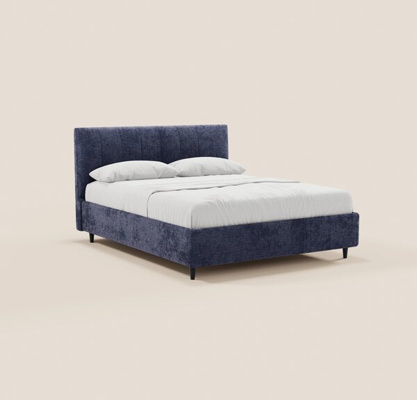 ONYX letto imbottito con vano contenitore e testiera verticale in tess
