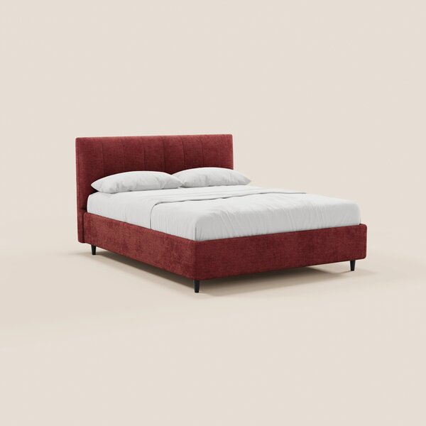 ONYX letto imbottito con vano contenitore e testiera verticale in tess