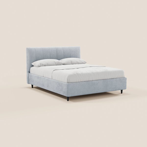ONYX letto imbottito con vano contenitore e testiera verticale in tess
