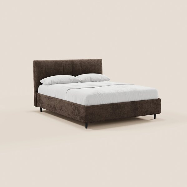 ONYX letto imbottito con vano contenitore e testiera verticale in tess