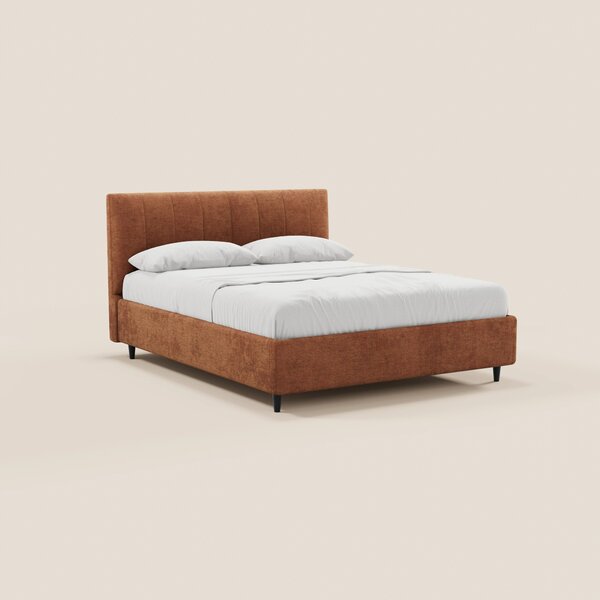 ONYX letto imbottito con vano contenitore e testiera verticale in tess