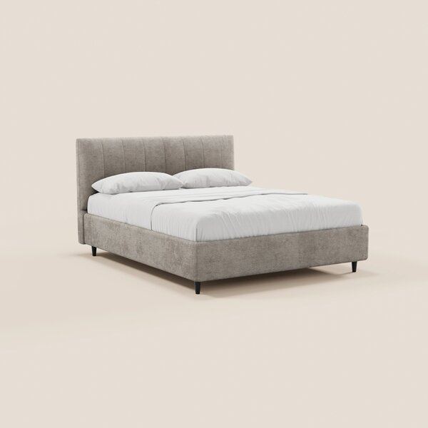 ONYX letto imbottito con vano contenitore e testiera verticale in tess