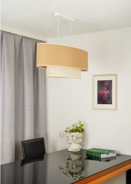 Duolla - Lampadario a sospensione con filo DOUBLE OVAL YUTE 2xE27/15W/230V marrone/color crema