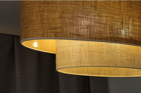Duolla - Lampadario a plafone DOUBLE OVAL YUTE 2xE27/15W/230V marrone/color crema