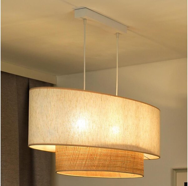 Duolla - Lampadario a sospensione con filo DOUBLE OVAL NATURE 2xE27/15W/230V color crema/beige