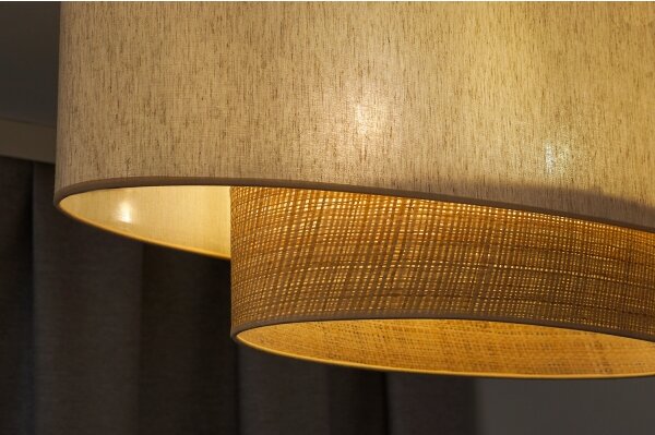 Duolla - Lampadario a sospensione con filo DOUBLE OVAL NATURE 2xE27/15W/230V color crema/beige