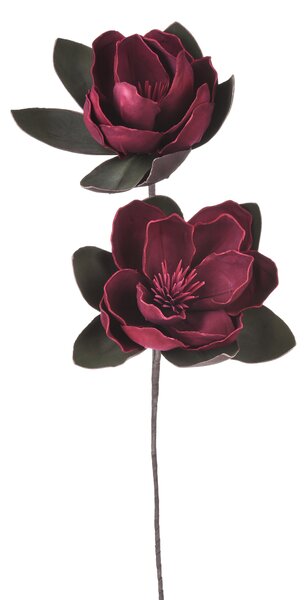 Magnolia Artificiale Composta da 2 Fiori Artificiali Altezza 73 cm Marrone/Ciliegia/Bordeaux