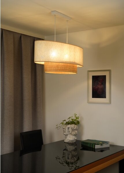 Duolla - Lampadario a sospensione con filo DOUBLE OVAL NATURE 2xE27/15W/230V color crema/beige