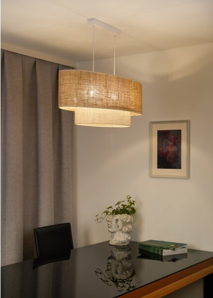 Duolla - Lampadario a sospensione con filo DOUBLE OVAL YUTE 2xE27/15W/230V marrone/color crema