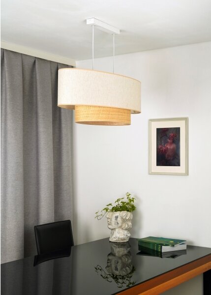 Duolla - Lampadario a sospensione con filo DOUBLE OVAL NATURE 2xE27/15W/230V color crema/beige