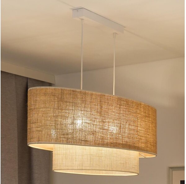 Duolla - Lampadario a sospensione con filo DOUBLE OVAL YUTE 2xE27/15W/230V marrone/color crema