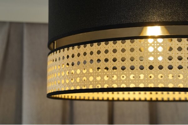 Duolla - Lampadario a sospensione con filo DOUBLE RATTAN 1xE27/15W/230V diametro 40 cm nero/beige
