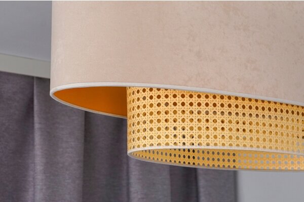 Duolla - Lampadario a sospensione con filo DOUBLE OVAL RATTAN 2xE27/15W/230V color crema/rattan