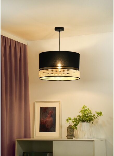 Duolla - Lampadario a sospensione con filo DOUBLE RATTAN 1xE27/15W/230V diametro 40 cm nero/beige