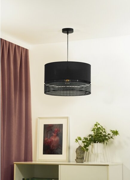 Duolla - Lampadario a sospensione con filo DOUBLE RATTAN 1xE27/15W/230V diametro 40 cm nero