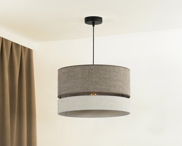 Duolla - Lampadario a sospensione con filo DOUBLE 1xE27/15W/230V diametro 40 cm marrone/grigio