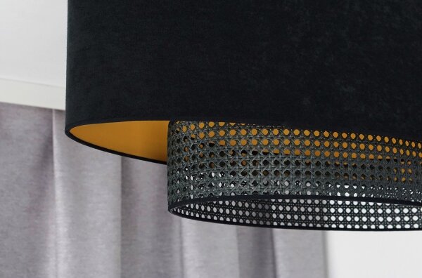 Duolla - Lampadario a sospensione con filo DOUBLE OVAL RATTAN 2xE27/15W/230V nero/rattan