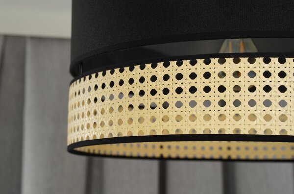 Duolla - Lampadario a sospensione con filo DOUBLE RATTAN 1xE27/15W/230V diametro 40 cm nero/beige