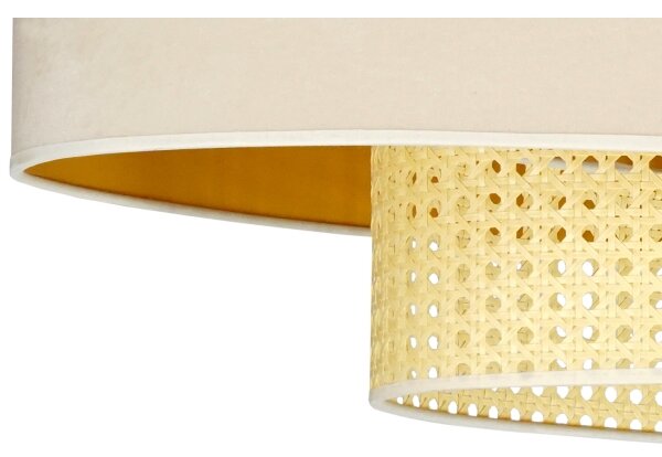 Duolla - Lampadario a sospensione con filo DOUBLE OVAL RATTAN 2xE27/15W/230V color crema/rattan