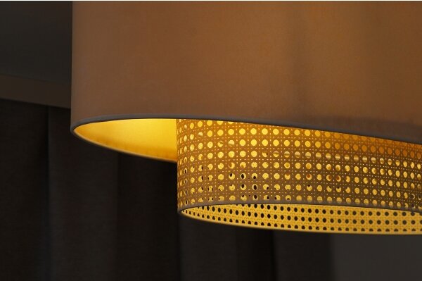Duolla - Lampadario a sospensione con filo DOUBLE OVAL RATTAN 2xE27/15W/230V color crema/rattan