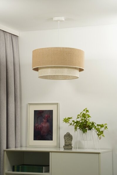 Duolla - Lampadario a sospensione con filo YUTE BOHO 1xE27/15W/230V diametro 45 cm marrone/color crema