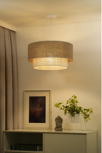 Duolla - Lampadario a sospensione con filo YUTE BOHO 1xE27/15W/230V diametro 45 cm marrone/color crema