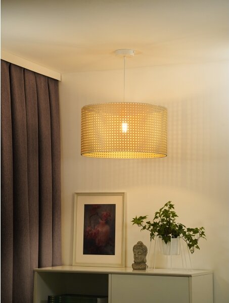 Duolla - Lampadario a sospensione con filo ROLLER RATTAN 1xE27/15W/230V diametro 45 cm beige