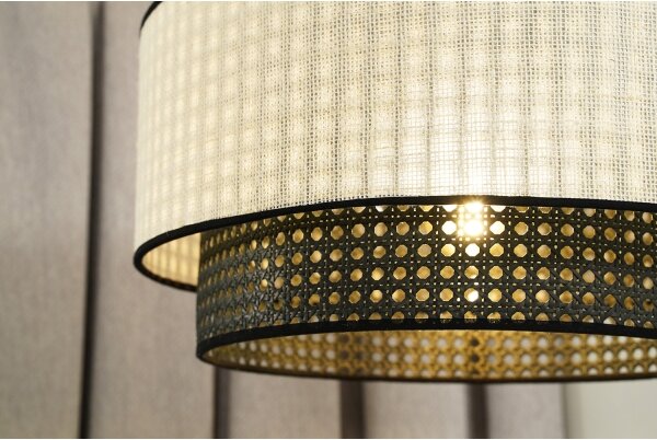 Duolla - Lampadario a plafone RATTAN YUTE 1xE27/15W/230V diametro 45 cm color crema/nero