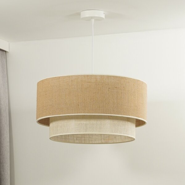 Duolla - Lampadario a sospensione con filo YUTE BOHO 1xE27/15W/230V diametro 45 cm marrone/color crema