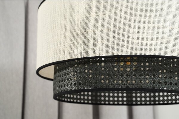 Duolla - Lampadario a plafone RATTAN YUTE 1xE27/15W/230V diametro 45 cm color crema/nero