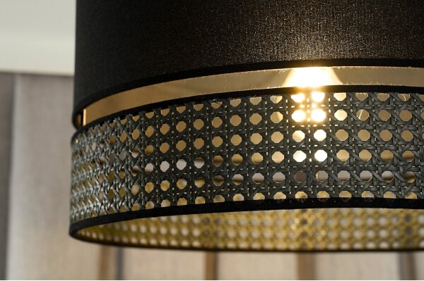 Duolla - Lampadario a sospensione con filo DOUBLE RATTAN 1xE27/15W/230V diametro 40 cm nero