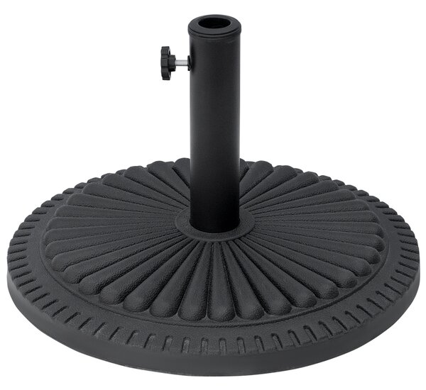 Outsunny Base Ombrellone Rotonda Nero, Plastica, 15kg, Adatta Pali Ф35-38-48mm, Ф49x32cm, Stabile e Resistente|Aosom