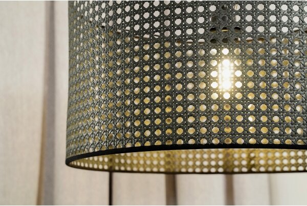 Duolla - Lampadario a sospensione con filo ROLLER RATTAN 1xE27/15W/230V diametro 45 cm nero