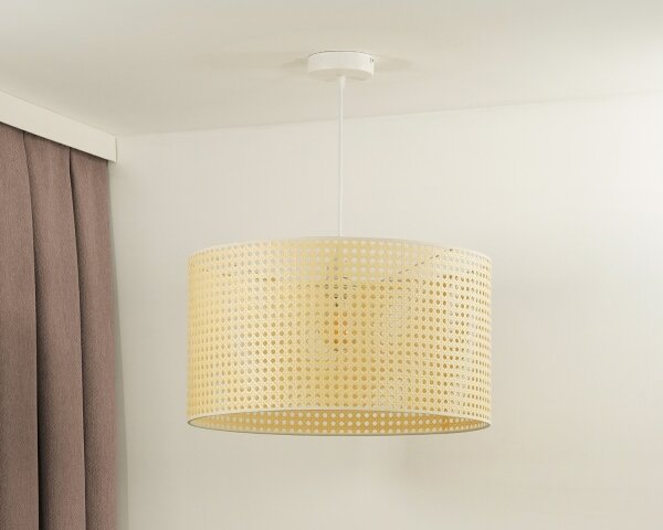 Duolla - Lampadario a sospensione con filo ROLLER RATTAN 1xE27/15W/230V diametro 45 cm beige