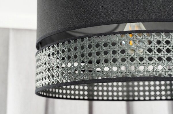 Duolla - Lampadario a sospensione con filo DOUBLE RATTAN 1xE27/15W/230V diametro 40 cm nero