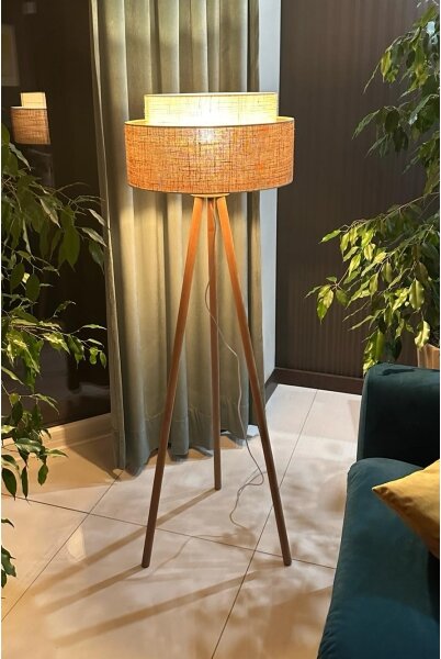 Duolla - Lampada con piedistallo YUTE BOHO 1xE27/15W/230V diametro 45 cm marrone/color crema