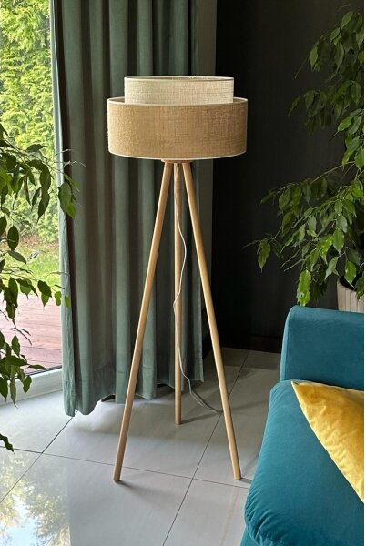 Duolla - Lampada con piedistallo YUTE BOHO 1xE27/15W/230V diametro 45 cm marrone/color crema