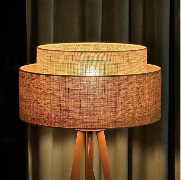Duolla - Lampada con piedistallo YUTE BOHO 1xE27/15W/230V diametro 45 cm marrone/color crema