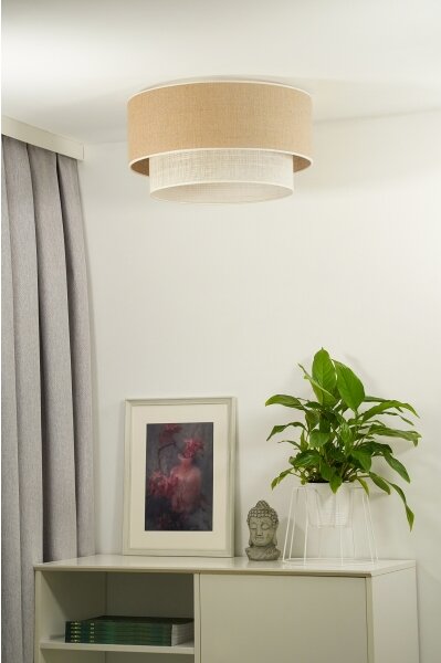 Duolla - Plafoniera YUTE BOHO 3xE27/15W/230V diametro 60 cm marrone/color crema