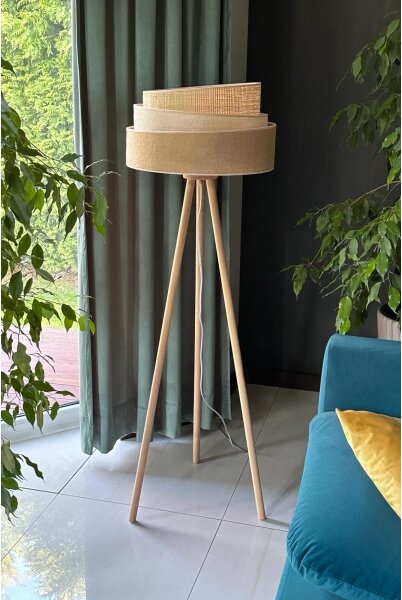 Duolla - Lampada con piedistallo YUTE TRIO 1xE27/15W/230V diametro 45 cm marrone/grigio/beige