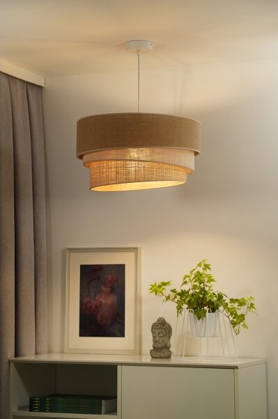 Duolla - Lampadario a sospensione con filo YUTE TRIO 1xE27/15W/230V diametro 45 cm marrone/grigio/beige