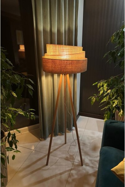 Duolla - Lampada con piedistallo YUTE TRIO 1xE27/15W/230V diametro 45 cm marrone/grigio/beige