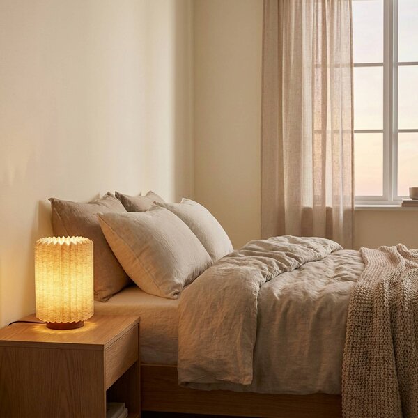 Lampada da tavolo Maveo Lindby, Alluminio / Grigio / Zincato, Soggiorno / Sala da pranzo, Tessuto / Stoffa / Seta, Scandinavo, Lampada da tavolo
