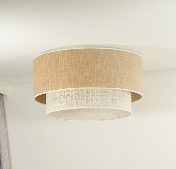 Duolla - Plafoniera YUTE BOHO 3xE27/15W/230V diametro 60 cm marrone/color crema