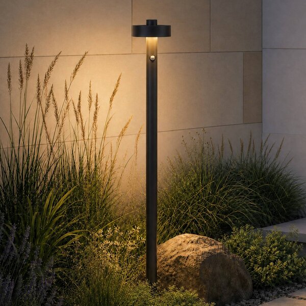 Lampione a LED Lucande Nirella, 100 cm, nero, CCT, con sensore Nirella, Nero, Metallo, Moderno