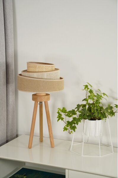 Duolla - Lampada da tavolo YUTE TRIO 1xE27/15W/230V diametro 25 cm marrone/grigio/beige