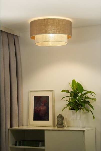 Duolla - Plafoniera YUTE BOHO 1xE27/15W/230V diametro 45 cm marrone/color crema