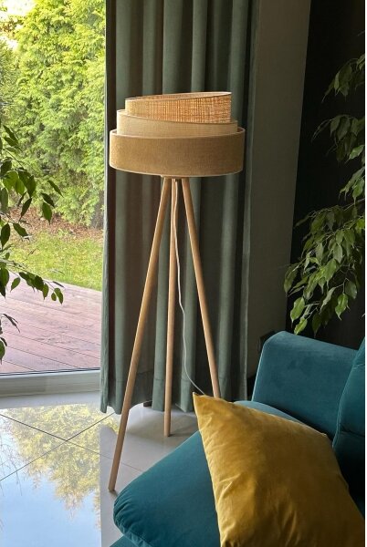 Duolla - Lampada con piedistallo YUTE TRIO 1xE27/15W/230V diametro 45 cm marrone/grigio/beige